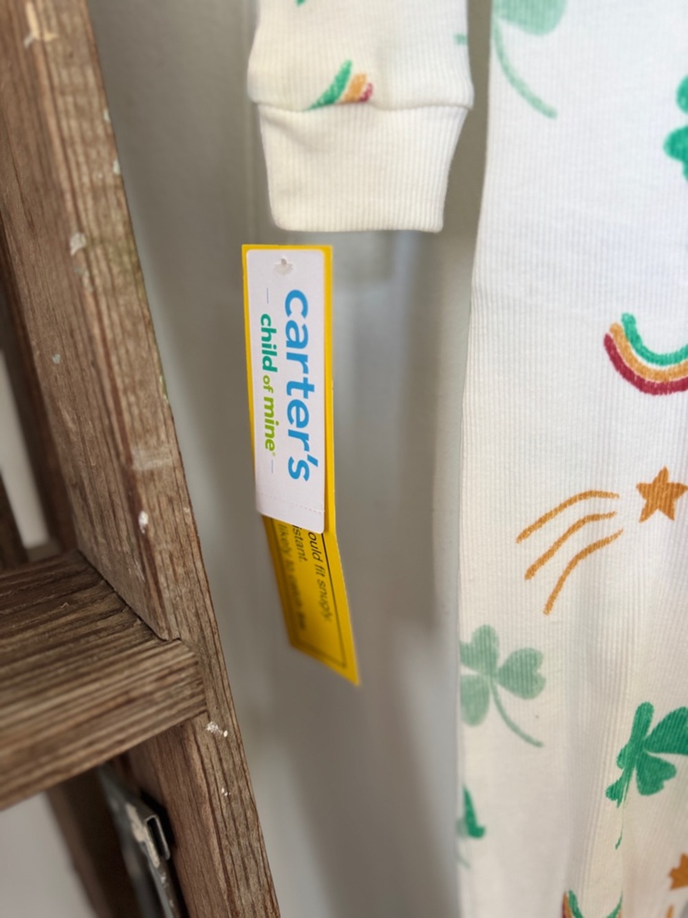 🌈☘️ NWT Carter’s 100% Cotton Shamrock Footie Sleeper 3T - Picture 5 of 7